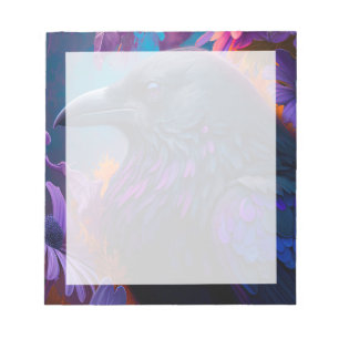 Vivid Rainbow Raven Art Notepad