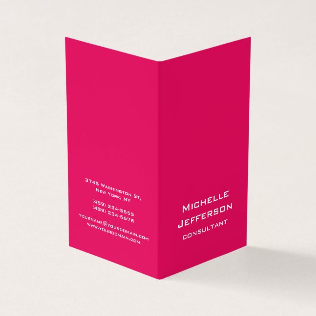 Vivid Raspberry Pinkish Red Modern Stylish Trendy Business Card (Outside)