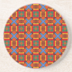 Vivid Red Blue and Green Tiled Pattern2 Coaster