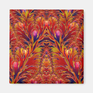 Vivid Red Blue Yellow Fractal Pattern ~ Magnet