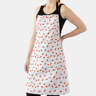 Vivid Red Cherry Pattern Apron