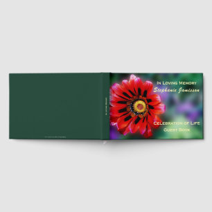 Vivid Red Flower Gazania, Celebration of Life Guest Book
