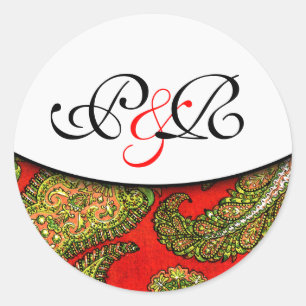 Vivid Red Paisley Monogrammed Envelope Seal