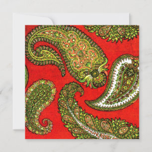 Vivid Red Paisley Wedding Invitation
