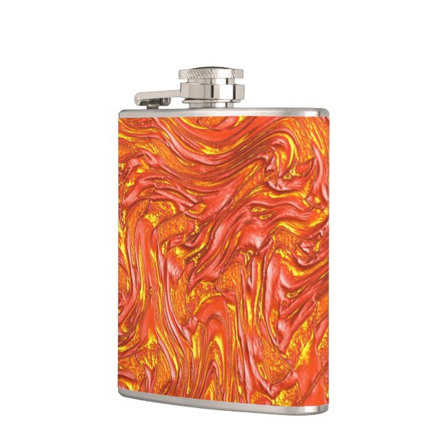 Vivid reddish texture with shades of yellow hip flask (Left)