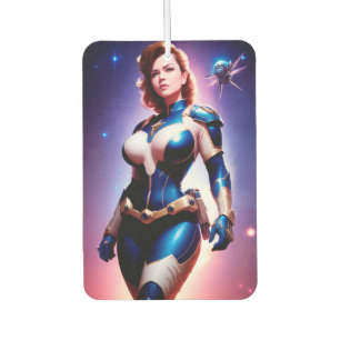Vivid Retro 50's Female Sci Fi Space Ranger Car Air Freshener