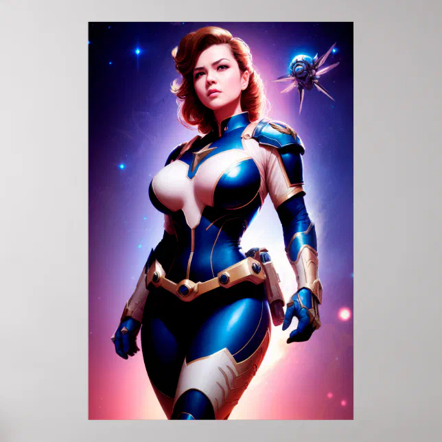 Vivid Retro 50's Female Sci Fi Space Ranger Poster | Zazzle