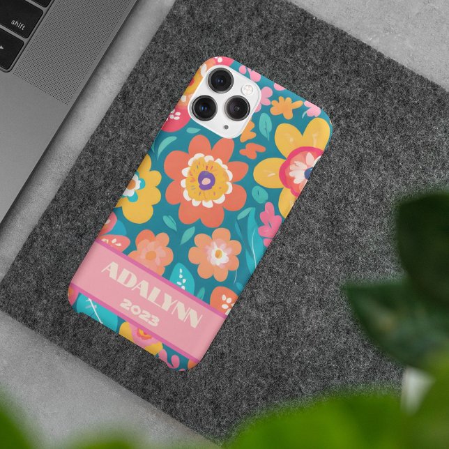 Vivid Retro Blossoms Valentines Gifts for Teens Case-Mate iPhone Case (Vivid Retro Blossoms Valentines Gifts for Teens)