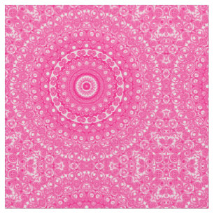Vivid Rose Pink Mandala Pattern Fabric