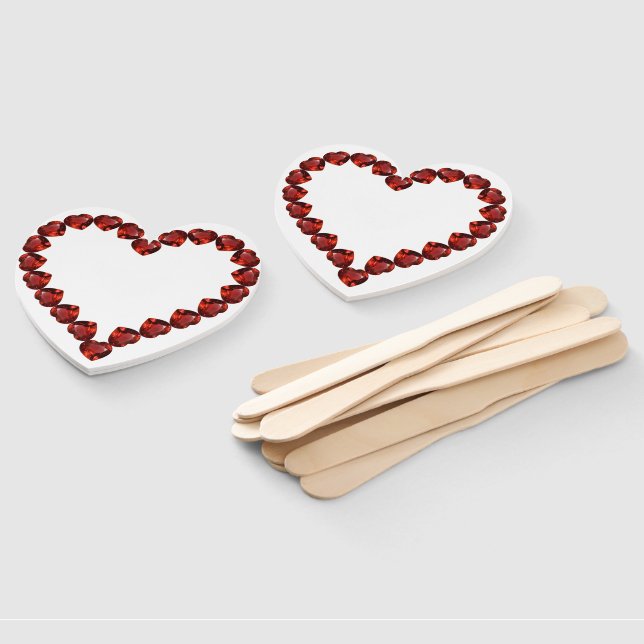 Vivid Ruby Heart Gemstone Design Hand Fan (Non-assembled)