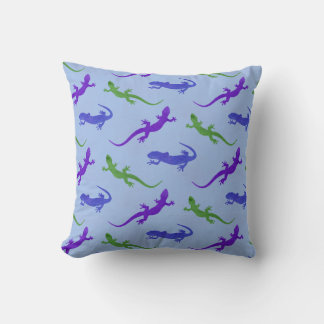 Vivid Salamander Silhouette in Blue Cushion