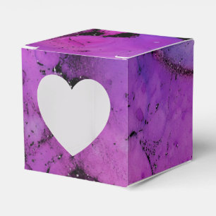 Vivid Shimmering Black and Purple Ink Splash Favour Box