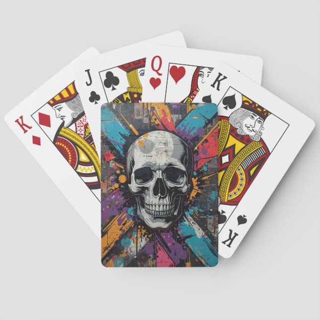 Vivid skull Urban Graffiti Playing Cards (Back)