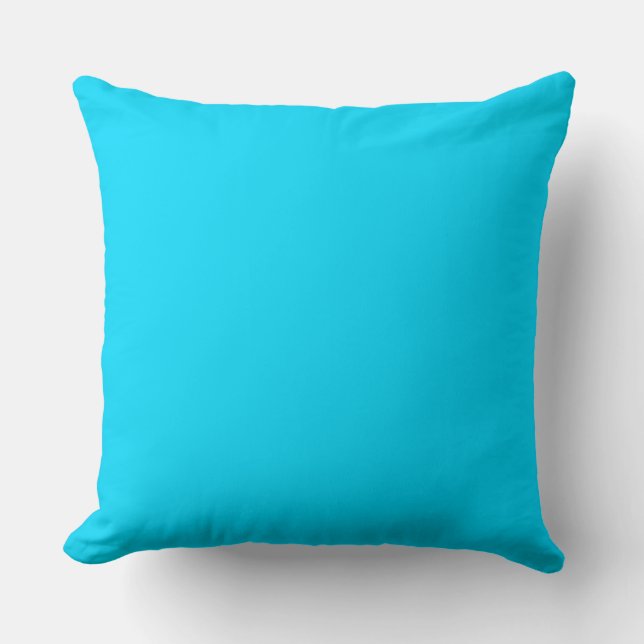 Vivid sky blue #00D9FF Cushion (Front)