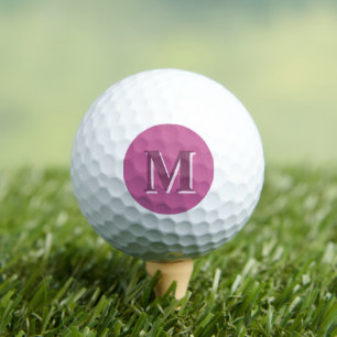 vivid solid pink monogram, golf balls