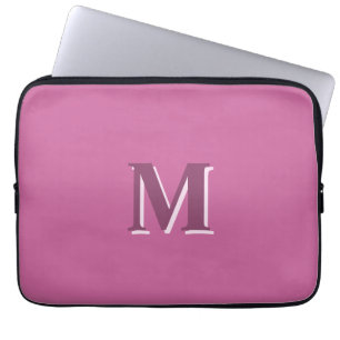 vivid solid pink monogram  laptop sleeve