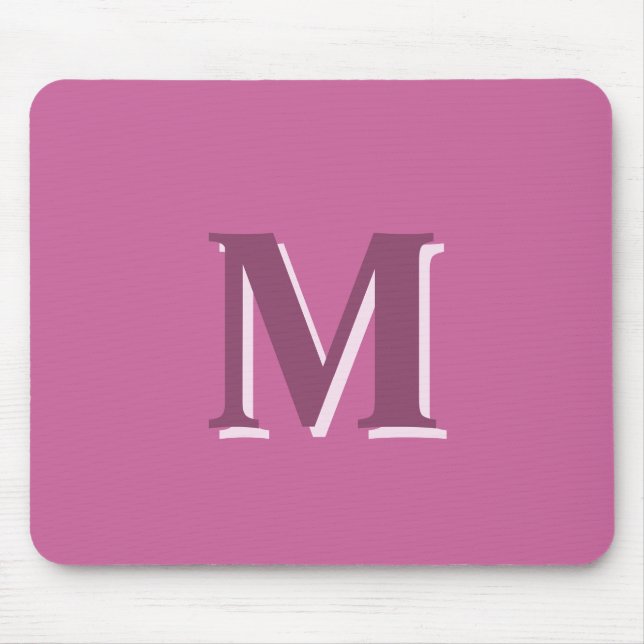 vivid solid pink monogram  mouse pad (Front)