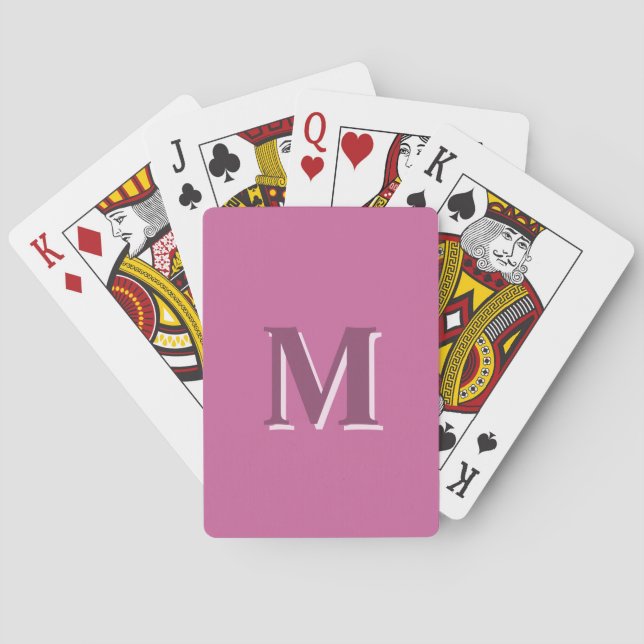 vivid solid pink monogram, playing cards (Back)