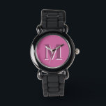 vivid solid pink monogram, watch<br><div class="desc">vivid solid pink monogram,  Watch.
Hex colour code #CB649C</div>
