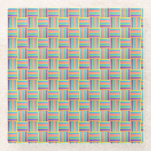 Vivid Spectrum Plaid Glass Coaster