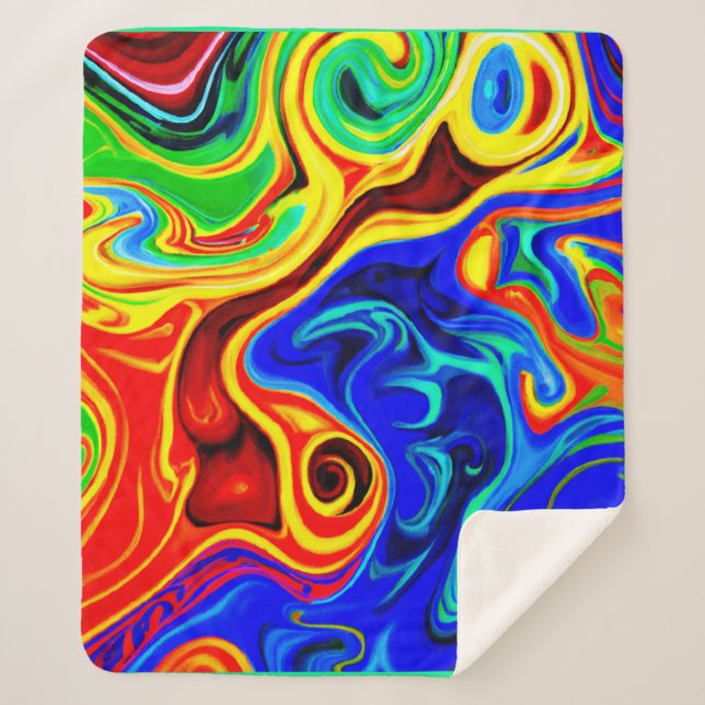 Vivid Style Pattern Sherpa Blanket (Front)