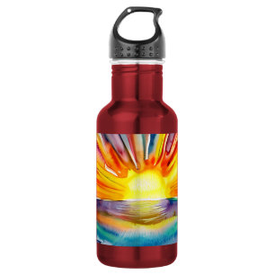Vivid Sunset Illustration Water Reflection 532 Ml Water Bottle