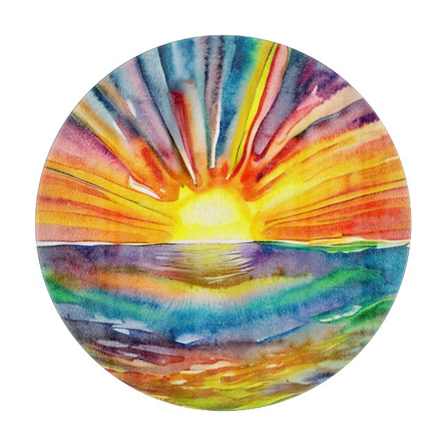 Vivid Sunset over the Water Reflection  Cutting Board (Front)