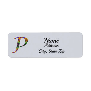 Vivid Tie-dye Letter P Monogram Initial Return Address Label