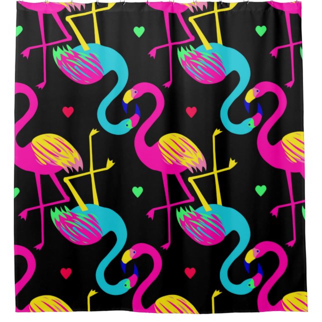 Vivid tropical, exotic hawaiian seamless pattern w shower curtain (Front)
