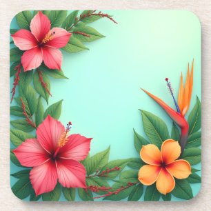 Vivid Tropical Floral Delight Coaster