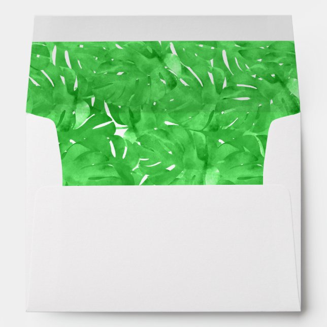 Vivid Tropical Green Wedding Envelope (Back (Bottom))