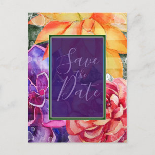 Vivid Vibrant Colourful Succulents Save the Date Announcement Postcard