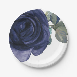 Vivid Vibrant Indigo Purple Blue Floral Paper Plate