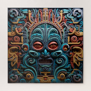 Vivid Vibrant Tribal 3D Paper Art style pattern Jigsaw Puzzle
