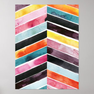 Vivid Watercolor Chevron I Poster