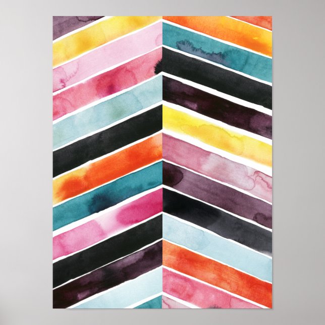 Vivid Watercolor Chevron I Poster (Front)