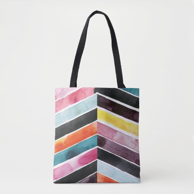 Vivid Watercolor Chevron I Tote Bag (Front)