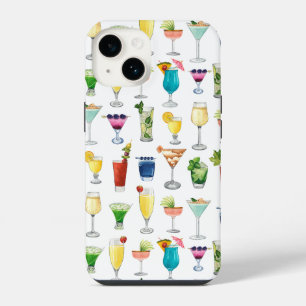 Vivid Watercolor Cocktail Pattern Tote Bag iPhone 14 Case