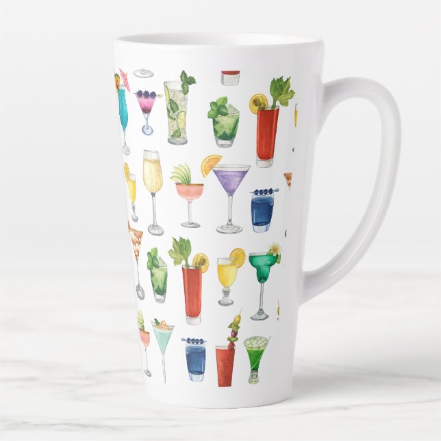 Vivid Watercolor Cocktail Pattern Tote Bag Latte Mug (Right)