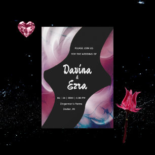 Vivid Watercolor Pink Wedding Invitation