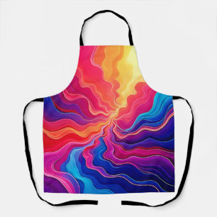 Vivid Waves: Abstract Neon Energy Flow Art Apron