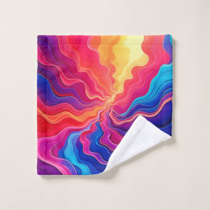 Vivid Waves: Abstract Neon Energy Flow Art Bath Towel Set