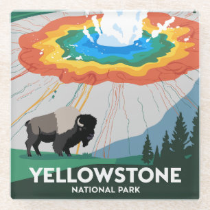 Vivid Yellowstone National Park Glass Coaster