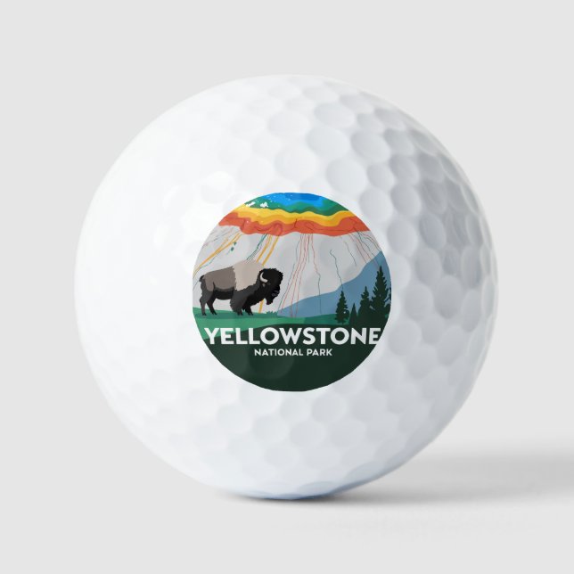 Vivid Yellowstone National Park Golf Balls (Front)