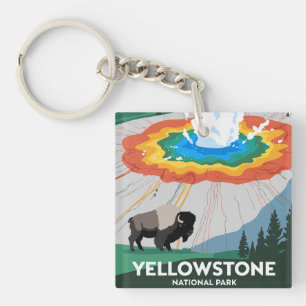 Vivid Yellowstone National Park Key Ring