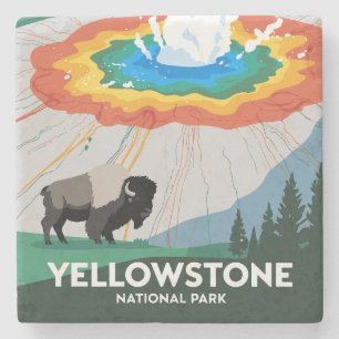 Vivid Yellowstone National Park Stone Coaster