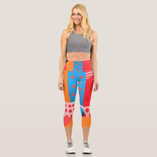 Vividly-coloured background with circles and shape capri leggings
