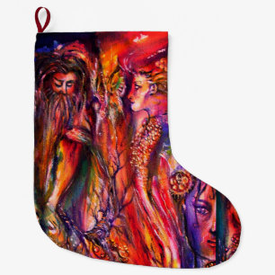 VIVIEN AND MERLIN Red Yellow Blue Fantasy Large Christmas Stocking