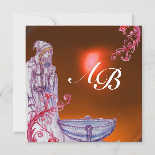 VIVIEN MONOGRAM orange  topaz gold Invitation (Front)