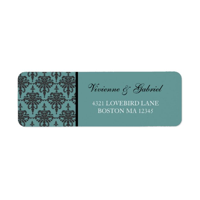 Vivienne Damask Bride Groom Address Label Return Address Label (Front)